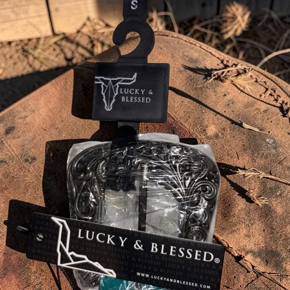 Lucky & Blessed Turquoise Western Belt Leather Studded Concho Size Small Cowgirl - Picture 3 of 5